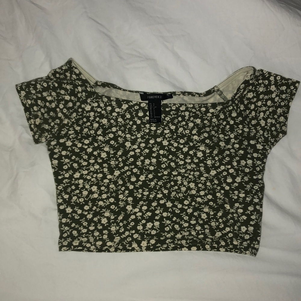 Green Floral Off-Shoulder Top